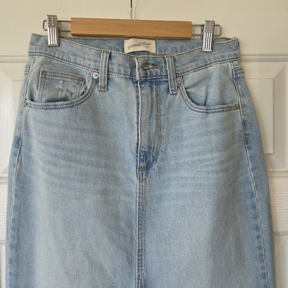 Universal Thread Maxi Denim Skirt Light Blue 4 NEW - Picture 3 of 8
